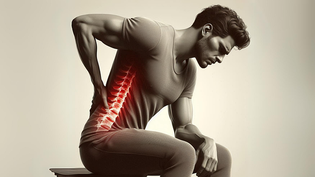 ai generated, man, back pain, portrait, model, person, pain, back, health, injury, physiotherapy, therapy, hurt